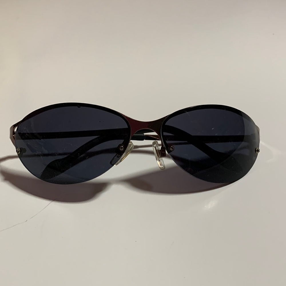 Men’s sunglasses semi rimless brown metal rim / temple 100% UV protection